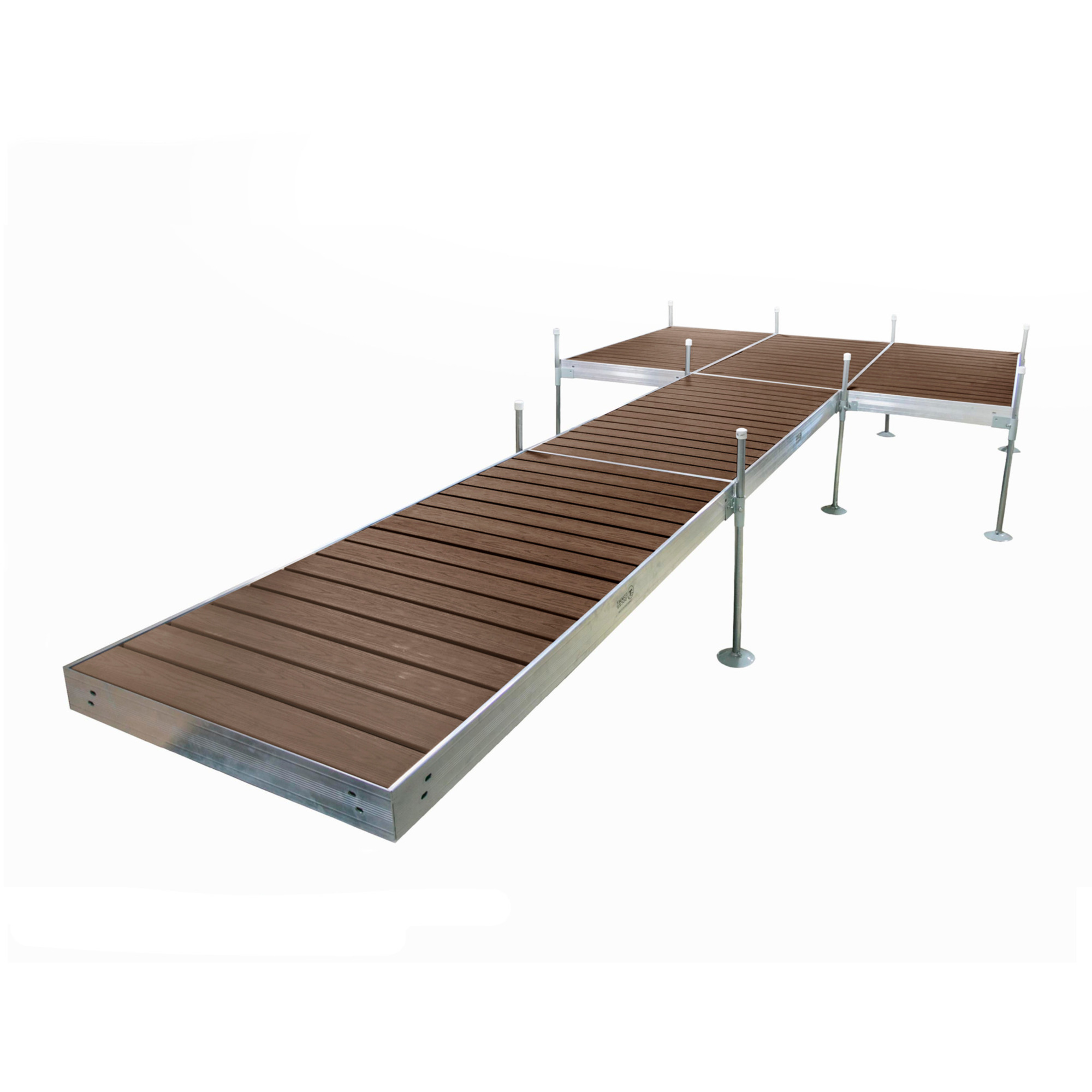 Tommy Docks Platform Style Aluminum Dock - 24ft., PVC Composite Decking, Woodland Brown, Corrosion-Resistant, Model# TDLAZB-40036